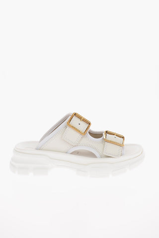 Leather Platform Slides