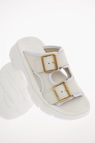 Leather Platform Slides