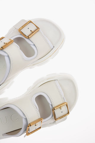 Leather Platform Slides