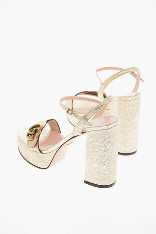  Laminated Leather Platform Sandals with Monogram Detail 12 Cm 