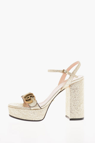  Laminated Leather Platform Sandals with Monogram Detail 12 Cm 