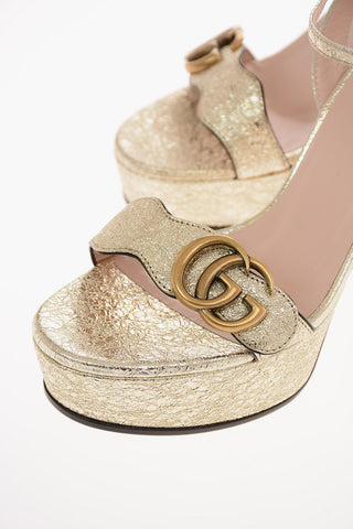  Laminated Leather Platform Sandals with Monogram Detail 12 Cm 