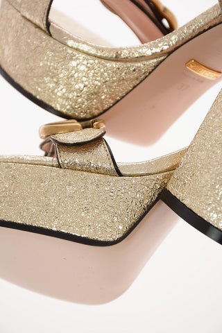  Laminated Leather Platform Sandals with Monogram Detail 12 Cm 