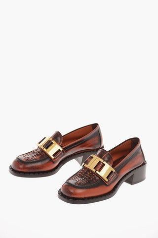 Leather Bit Loafers with Heel 4 Cm 