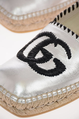 Metallic Soft Leather Monogram Espadrilles