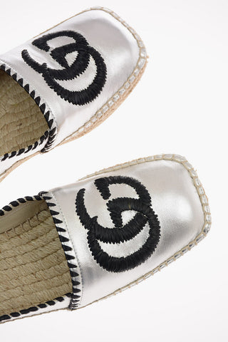 Metallic Soft Leather Monogram Espadrilles