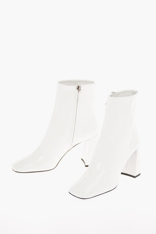 Patent Leather Ankle Boots with Zip Closure 9 Cm 