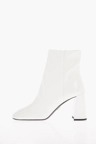 Patent Leather Ankle Boots with Zip Closure 9 Cm 