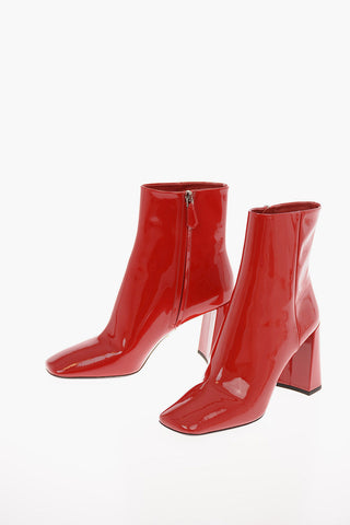 Patent Leather Ankle Boots with Zip Closure 9 Cm