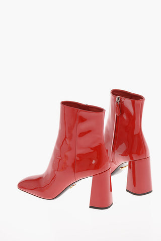 Patent Leather Ankle Boots with Zip Closure 9 Cm