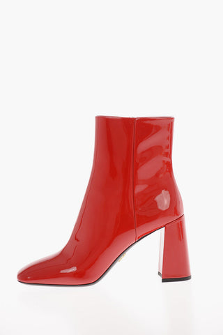Patent Leather Ankle Boots with Zip Closure 9 Cm