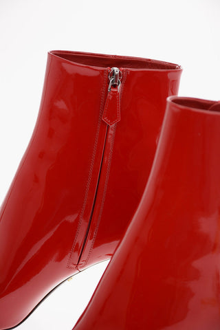 Patent Leather Ankle Boots with Zip Closure 9 Cm