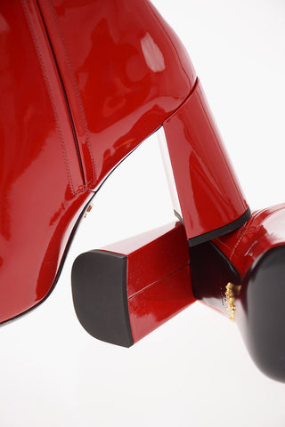 Patent Leather Ankle Boots with Zip Closure 9 Cm