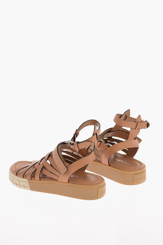 Sandali in Pelle Intrecciata con Suola Platform 3 Cm 