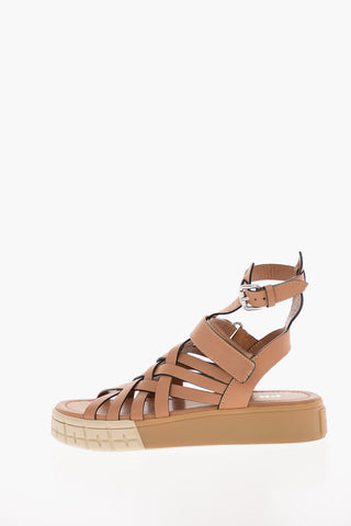 Sandali in Pelle Intrecciata con Suola Platform 3 Cm 