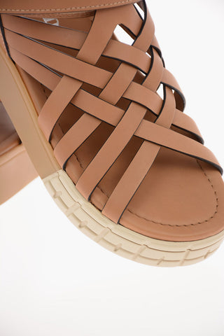 Sandali in Pelle Intrecciata con Suola Platform 3 Cm 