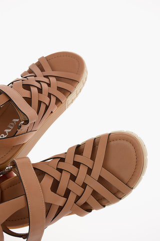 Sandali in Pelle Intrecciata con Suola Platform 3 Cm 