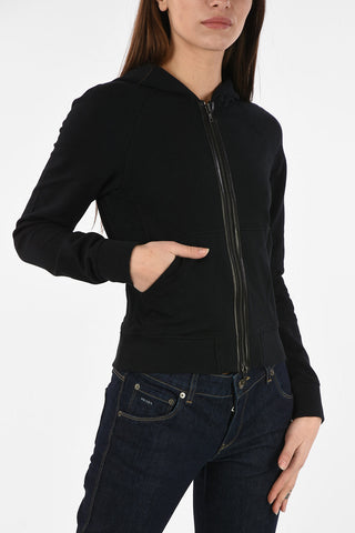 hoodie sweatshirt with Ecoleather Details and Zip closure