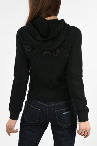 hoodie sweatshirt with Ecoleather Details and Zip closure