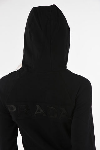 hoodie sweatshirt with Ecoleather Details and Zip closure