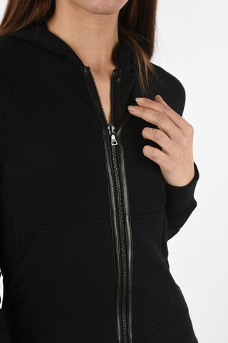 hoodie sweatshirt with Ecoleather Details and Zip closure