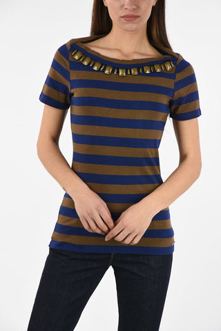 awning striped bateau neckline t-shirt