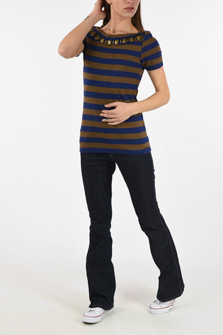 awning striped bateau neckline t-shirt