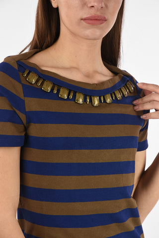 awning striped bateau neckline t-shirt