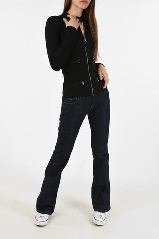 half zip mock-neck sweater with Front Pockets