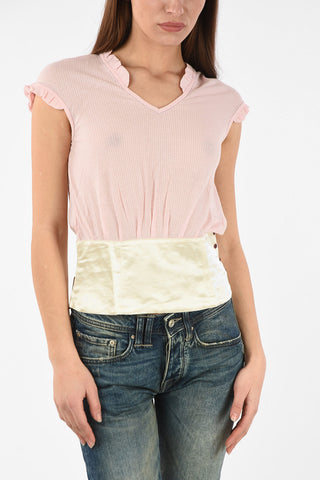 RED Ribbed back pattern top