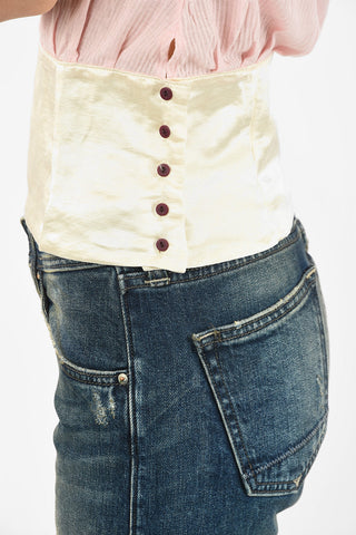 RED Ribbed back pattern top