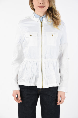 camicia con ruches e zip frontale