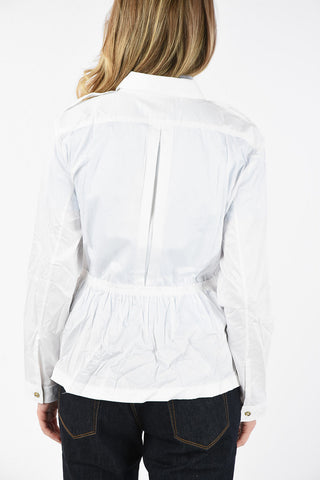 camicia con ruches e zip frontale