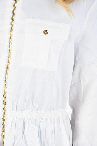 camicia con ruches e zip frontale