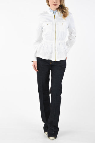 camicia con ruches e zip frontale
