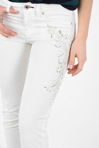 jeans skinny fit con strass a vita regolare