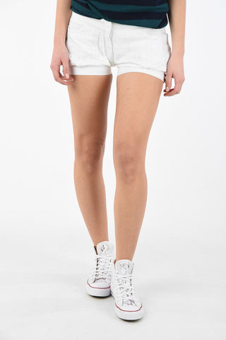 Mid Waist Shorts with Button Hem