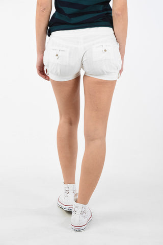 Mid Waist Shorts with Button Hem