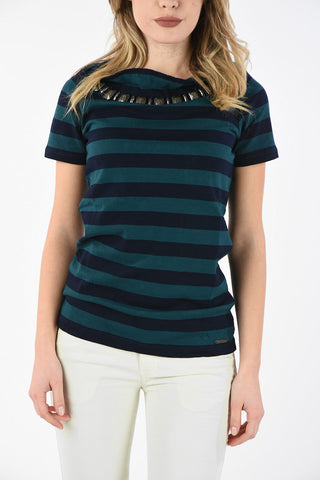 awning striped bateau neckline t-shirt