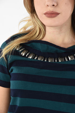 awning striped bateau neckline t-shirt
