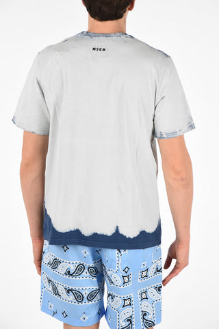 Cotton Acid Wash Printed Crew-Neck T-Shirt