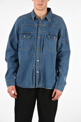 Overshirt in Denim con Tasche a Toppa 