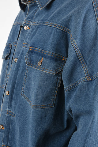 Denim Overshirt with Patch Pockets 