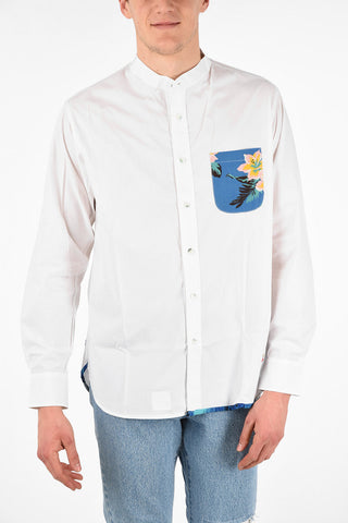 Camicia MALDIVE in Cotone con Collo Coreano e Tasca a Toppa