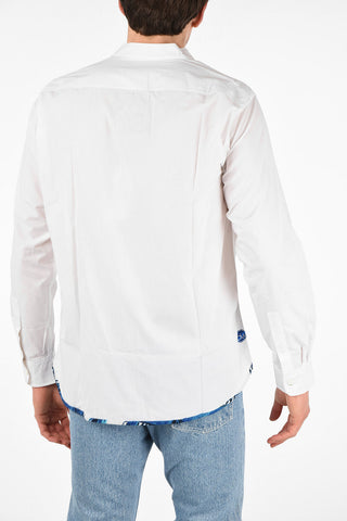 Camicia MALDIVE in Cotone con Collo Coreano e Tasca a Toppa