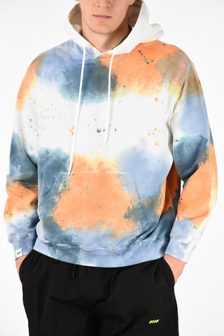 Acid Wash Printed Hoodie with Maxi Patch Pocket 