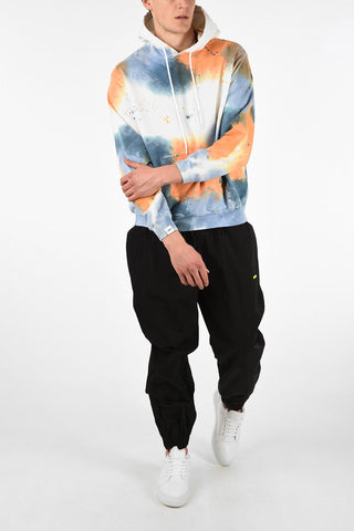 Acid Wash Printed Hoodie with Maxi Patch Pocket 