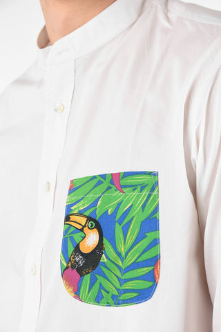 Cotton MALDIVE Collarless Shirt with Patch Pocket