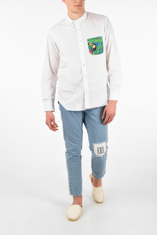 Cotton MALDIVE Collarless Shirt with Patch Pocket