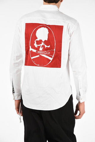 Printed Cotton Oversized Shirt with Spread Collar 